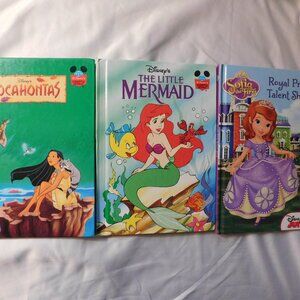 Disney Vintage Hardcover Books Pocahontas - Sofia the First -  Little Mermaid